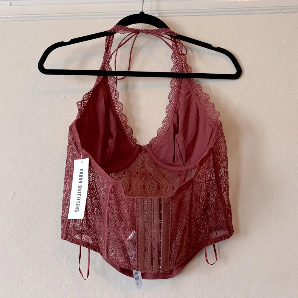 BRAND NEW 'Urban Outfitters' Red/Maroon Lace Bustier Top - Picture 1 of 3